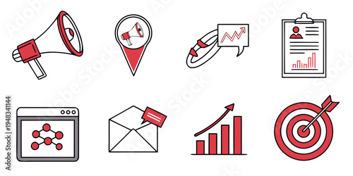a set of business and marketing icons Vector