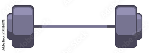 Heavy barbell with weight plates in flat style. Vector illustration