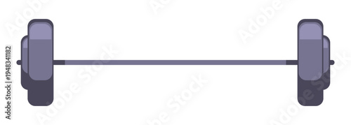 Heavy barbell with weight plates in flat style. Vector illustration