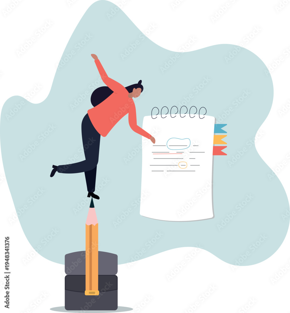 Fototapeta premium Taking note for study and work, efficiency way for important information, summary or conclusion, planning or productivity.human life and situation.