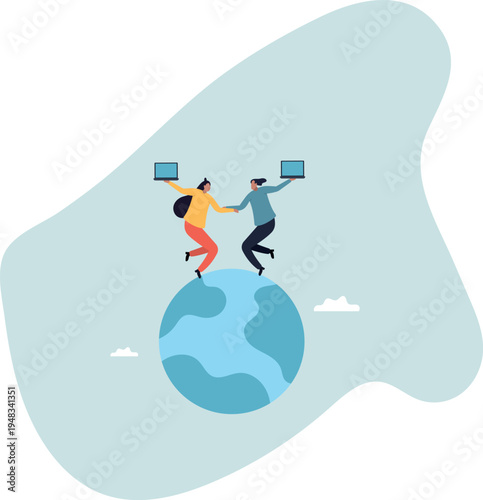 Work from anywhere around the world, remote working or freelance,human life and situation.