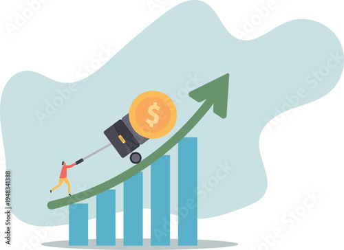 Compound interest exponential growth, investing earning profit, wealth management or savings, pension fund growing in long term investment.human life and situation.
