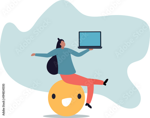 Work happiness or job satisfaction, passion or enjoyment working with company, employee wellbeing .human life and situation.