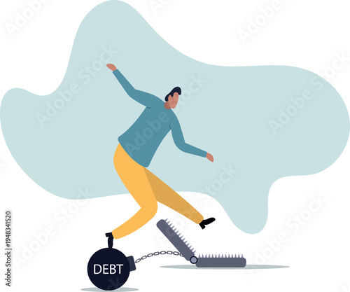 Debt trap overspending causing danger debt, temptation buying, loan or credit card obligation, money burden despair,human life and situation.