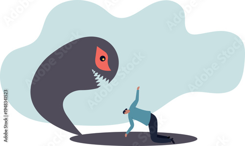 Fear, anxiety or panic attack, afraid of mistake, scared or nightmare suffering, depression or dread, worry or trouble causing distraught .human life and situation.