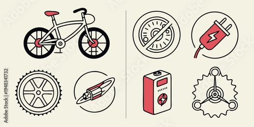 a set of bicycle maintenance icons Vector