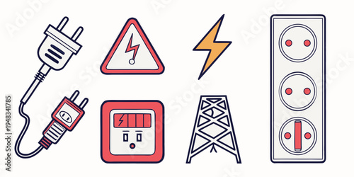 electricity symbols and objects Vector