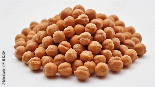 A pile of roasted chickpeas on a white background, possibly used for food or health-related purposes