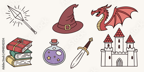 fantasy objects for storytelling and adventure Vector