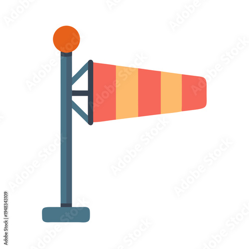 Vector windsock illustration on a pole against a black background