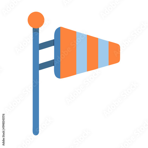 Flat design windsock illustration against a black background