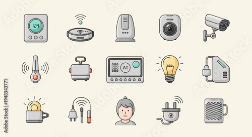 Collection of modern smart home devices and gadgets
