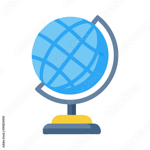 Simple globe illustration in blue and yellow colors