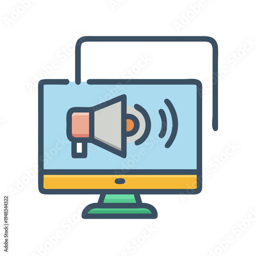 Online advertisement concept on monitor screen, vector illustration