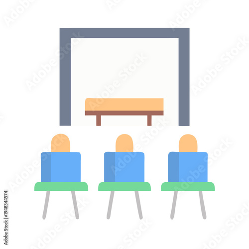 Minimalist stock image of a presentation with three attendees