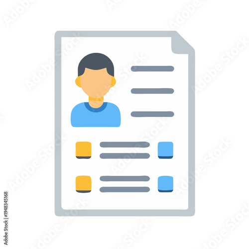 Human resources resume or curriculum vitae file document icon