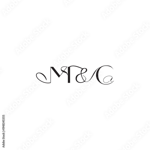 caligraphic style monogram luxury elegant logo design MC wedding initial concept letter