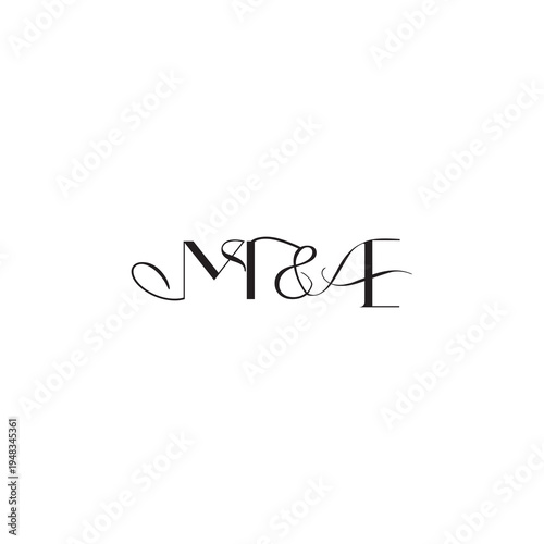 caligraphic style monogram luxury elegant logo design ME wedding initial concept letter