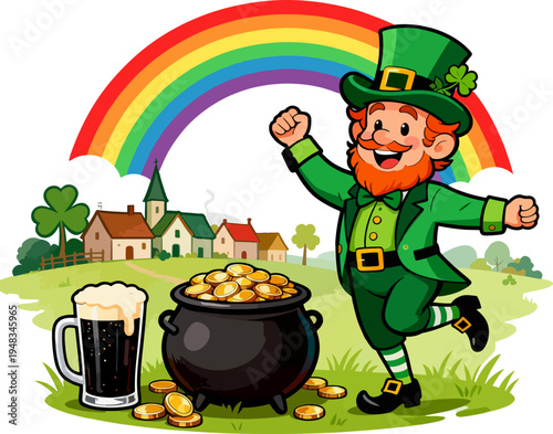 Happy Saint Patrick’s Day Leprechaun Celebration Vector