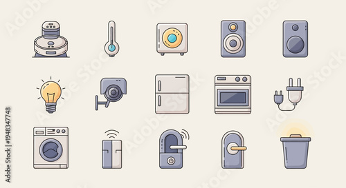 Collection of smart home appliance icons