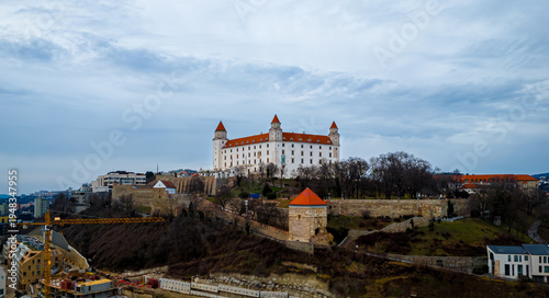 Photography Bratislava Castle panoramic skyline view above the city in Slovakia