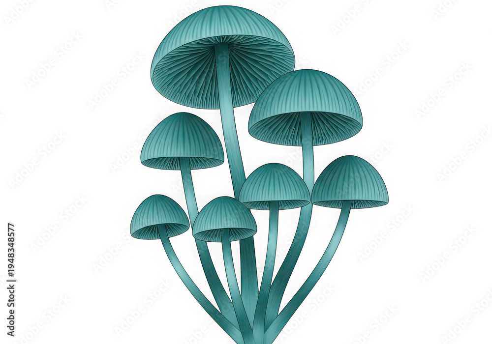Fototapeta premium Teal mushrooms growing together