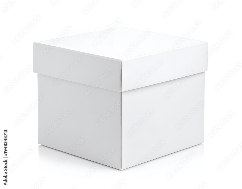 Fototapeta premium Clean, closed, white cubic container with lid