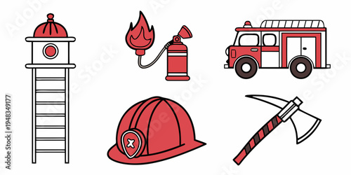 firefighting tools and equipment Vector