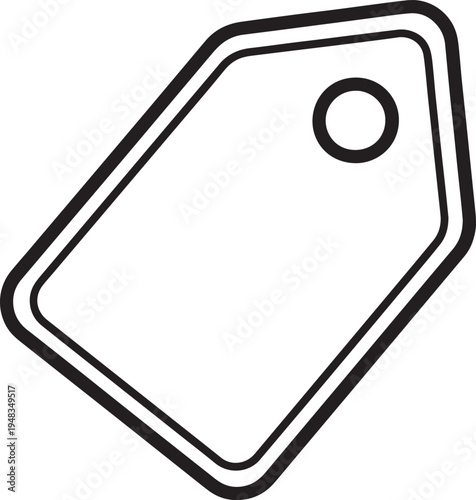 Simple outline drawing of a tag with a hole at the top for attachment