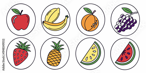 a collection of fruit icons Vector