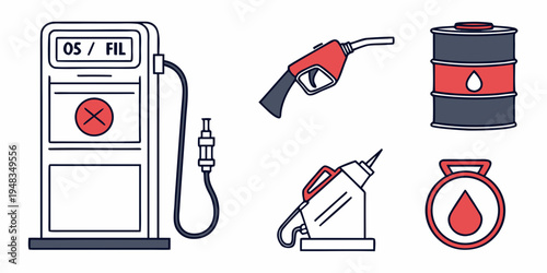 gas pump nozzle and oil barrel icons Vector
