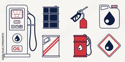 set of icons related to fuel and oil Vector