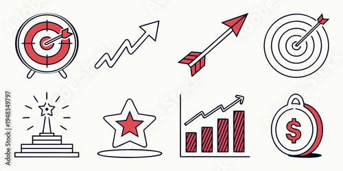 a set of business and achievement icons Vector
