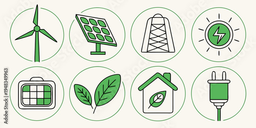 eco friendly icons for sustainable living and renewable energy Vector