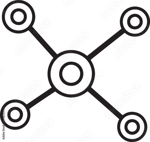 Central node with five connected terminals in a star topology diagram