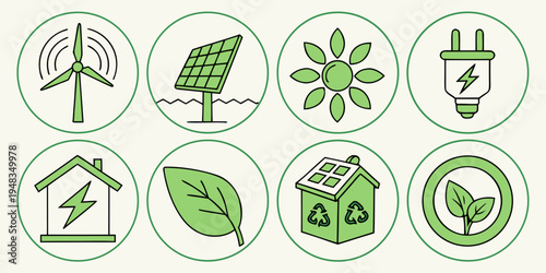 eco friendly icons for energy and environment Vector