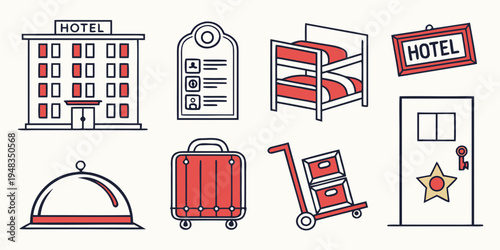 hotel service icons for hospitality industry Vector