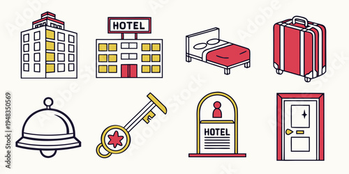 a collection of hotel and hospitality icons Vector