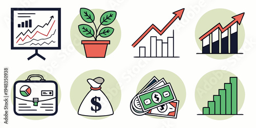 a collection of business and finance icons Vector