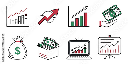 a collection of finance and business related icons Vector