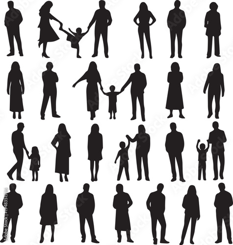 People silhouettes on transparent background for easy use in various designs