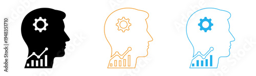 Human heads with gear and graph icons