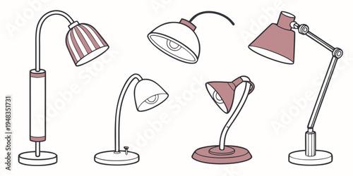 a group of different desk lamps Vector