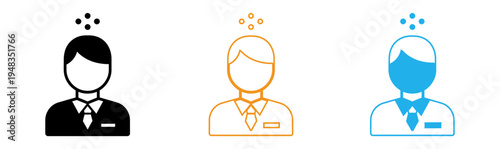 Three faceless businessmen icons in different colors