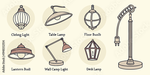 a collection of various lamp types and designs Vector