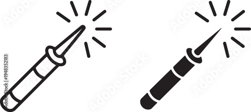 Magic Wand Icon Set  vector on white background. star, sparkle, set, simple, design, 