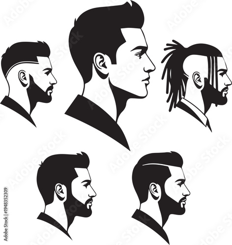 Male hairstyle profiles for barbershop and fashion