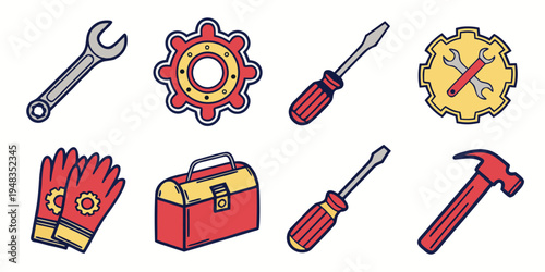 a set of tools and equipment for repair and construction Vector