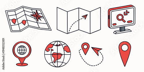 a set of icons related to location and mapping Vector