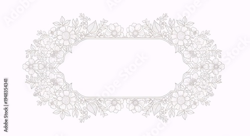 A delicate and intricate white lace floral frame with an empty central space, perfect for decorative borders or invitations.